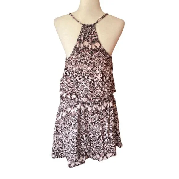 Free People Simone Batik Print Halter Mini Dress SZ S Boho Festival - Picture 3 of 10